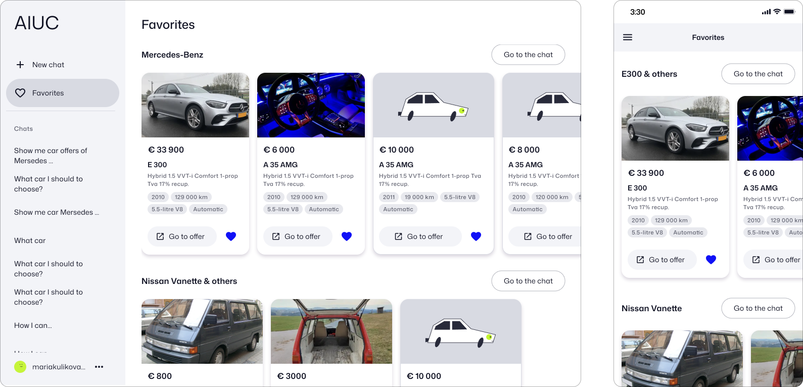 AI Car Assistant interface